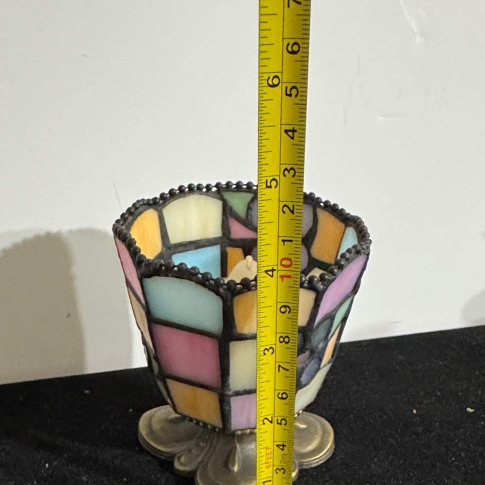 PartyLite Hydrangea Tiffany Style Stained Glass Votive Tea Light Candle Holder - Picture 5 of 10